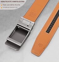 BULLIANT Gürtel Herren, Gürtel Ratsche Ledergürtel Automatikschließe für Herren Anzug Business Kleidung,Breit 35mm,Größe Angepasst(Schwarz-105cm/28-34" taille verstellbar) – Ansicht 5