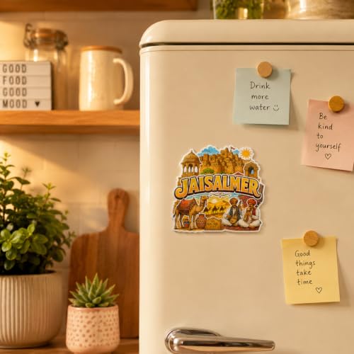 Image of Zesta Wooden Fridge Magnets Set | Refrigerator Decor Magnets for Kitchen | India Souvenir Fridge Magnet Collection | Wooden Magnet for Fridge Door Decoration (Jaisalmer)