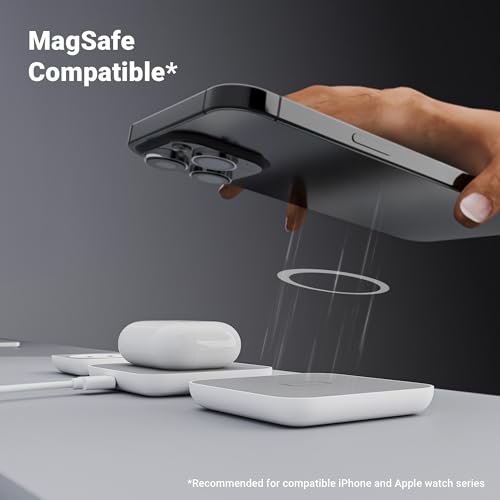 Image of Zebronics 3 in 1 Wireless Foldable Charging Pad, 23W Output, MagSafe Compatible, Fast Charging, Built-in Protection, FOD, 1m Type-C Cable, for iPhone 16 /15 /14 /13 /12 Series (MagBoost 20, Matt White)