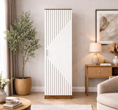 Image of Spyder Craft Fraser Single Door Engineering Wood Wardrobe for Clothes, Stylish Cupboard for Bedroom, Multi Utility Design with Multirack Storage Color - Wood Brown