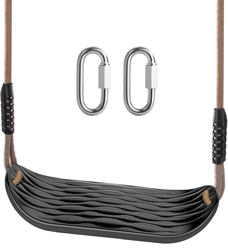 Braoses Garden Games Schaukelsitz aus Robustem Set mit 2m Langem Verstellbarem Seil und 2 Karabinern Robustes Schaukel Outdoor Garten Schaukel Schwarz