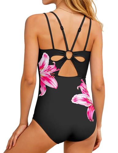 Image of Girls One Piece Swimsuit Bow Back Girls Bathing Suit Adjustable Straps Quick Dry Girl Swimwear 9-16T Swim Suit