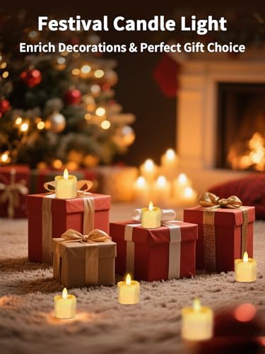 Image of Rechargeable Flameless Tea Light Candles with Remote, 1.5 inchx2.2 inch Dripping Fake Electric Flickering Votive Candles for Anniversary Wedding Table Centerpiece Halloween Christmas Decor, Ivory White 6 pack