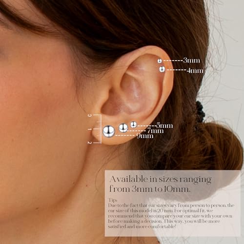 925 Sterling Silver Ball Stud Earrings Available in 3mm-10mm,Classic Round Ball Studs Hypoallergenic Jewelry4