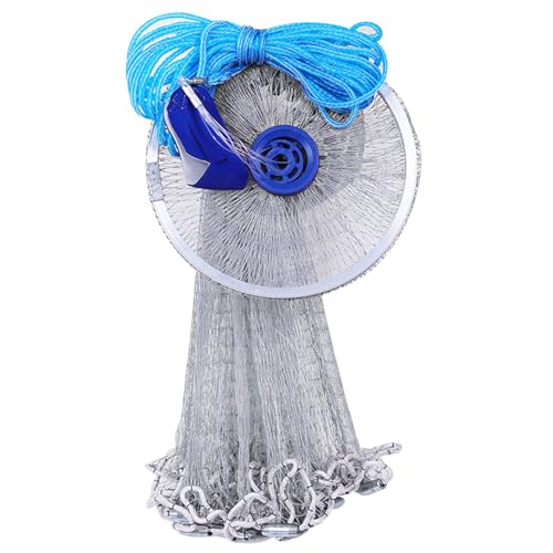 Cast Net 8ft Hand Throw Fishing Net with Weights Nylon Professional Casting Net with Aluminum Ring Fishing Cast Net for Freshwater and Saltwater Bait Fish, Fishing Net