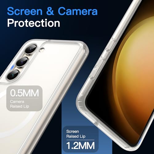 Image of JETech Magnetic Cover Case for Samsung Galaxy S23 5G 6.1-Inch, Compatible with MagSafe, Translucent Matte Back Shockproof Phone Cover (Frosted Clear)