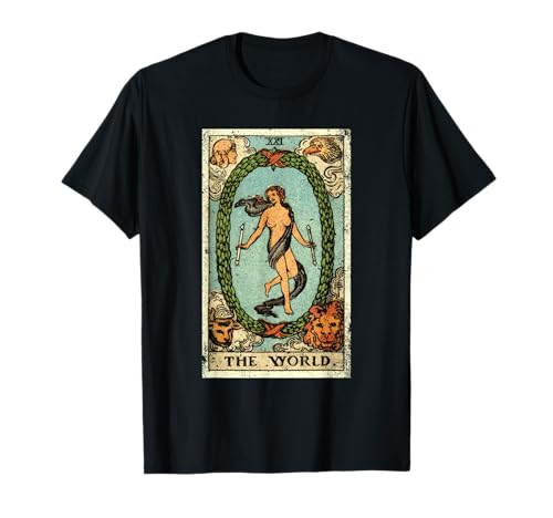 Mens The World Tarot Card T-Shirt, The World Tarot Card T...
