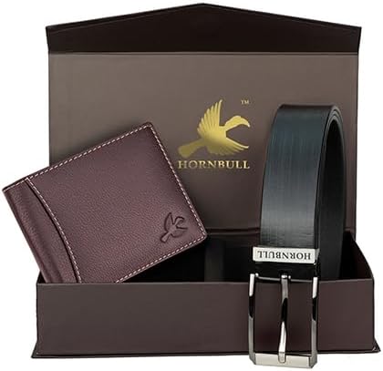 - Mens Combo Brown Purse and Black Belt | Genuine Leather Wallet for Men | RFID Combo Wallet Gift Hamper BW10495