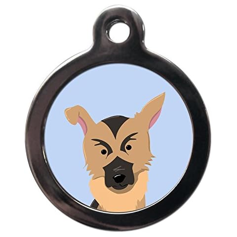 PS Pet Tags - Dog Breed Pet ID Tags - German Shepherd Design - Zinc Alloy Metal - Large (32mm) Small (24mm) Personalised On Reverse - Dog Name Address Identity Tag - Made in UK Cover