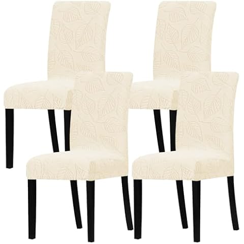 Lellen Dining Chair Slipcovers Set of 4 - Chair Covers for Dining Chairs Kitchen Chair Slipcovers Dining Room Chair Covers Dining Parsons Chair Protector Cover for Chairs Dining Room（Cream） Cover