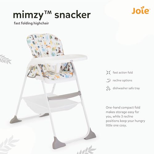 Image of Joie Mimzy Snacker High Chair for Baby - Feeding Chair with a One-Hand fold, 3-Position Seat Recline & 5-Point Harness System (6 Months to 15 kg) Alphabet