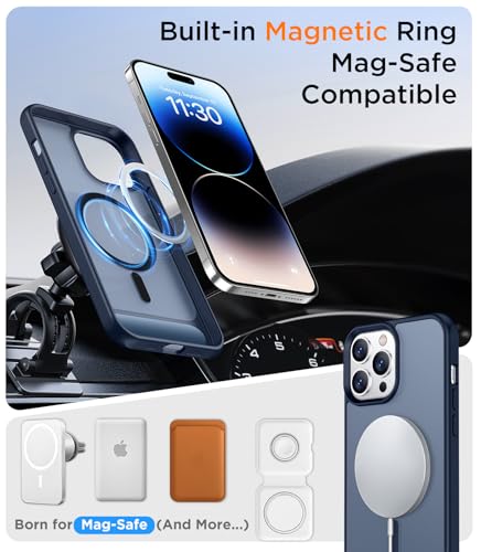 Image of Magnetic Compatible with iPhone 14 Pro Max Case, [Built-in Invisible Kickstand][Compatible with MagSafe] [Military Grade Shockproof] Slim Translucent Matte Phone Case for iPhone 14 Pro Max 6.7 inch