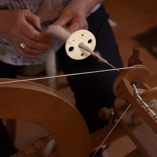 Image of NBEADS 10 Pcs Round Wood Diz for Roving, Spin Roving into Yarn, Hand Spinning, Yarn Spinner, Spindle for Beginners and Advanced (Hole: 12 /10 /7 /5 /3mm)