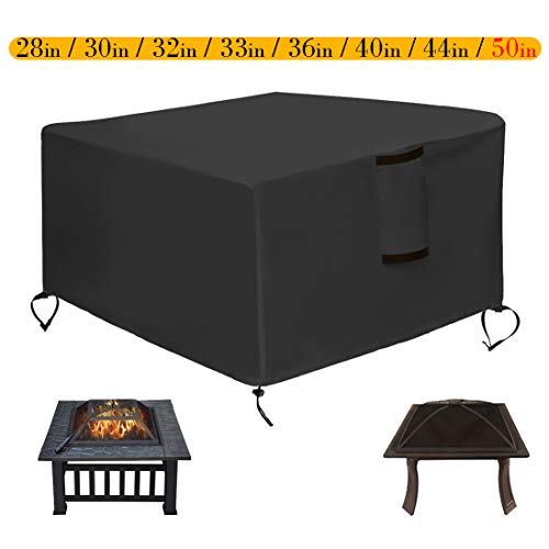 Kasla Fire Pit Cover Square 50”x50” - Waterproof Heavy Duty Patio Fire Pit Table Cover, Water Wind and UV Resistant