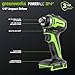 Greenworks 24V Cordless Brushless 400 in-lbs Drill/Driver+1950 in-lbs Impact Driver Combo,High Torque, Lightweight, (2) 2.0Ah USB-C Batteries(12,000mAh Power Bank) and 65W USB-C Fast Charger(3-Port)