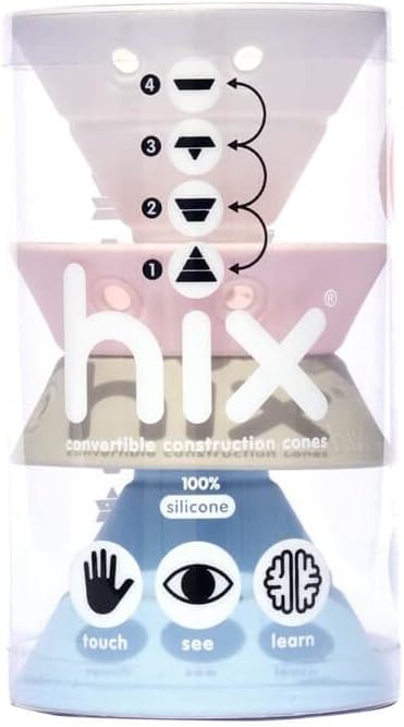 Fat Brain Toys Hix by MOLUK - Pasteles - Conos apilables de silicona plegables, a partir de 2 años