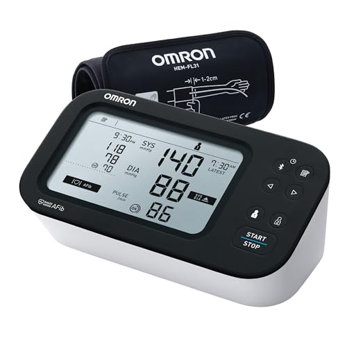 Omron Smart BP Monitor, Clinically Validated with AFib Detection & Bluetooth, Dual Display, Fully Automatic Upper Arm Blood Pressure Monitor with IntelliWrap Cuff (HEM-7383T1)