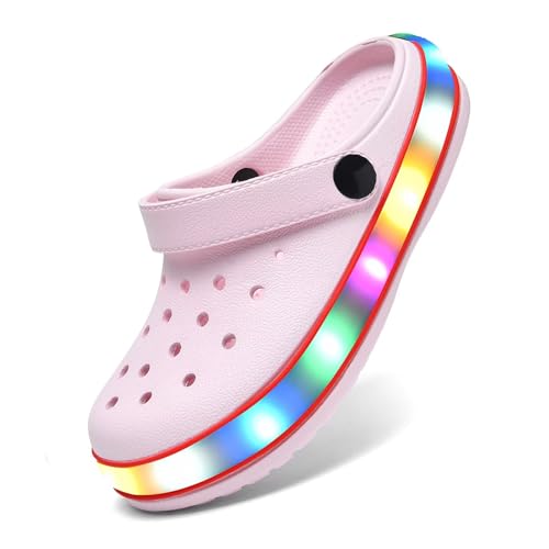 XPKWS Toddler Kids Clogs Boys Girls LED Garden Shoes Light up Sandals Slip on Quick Dry Beach...