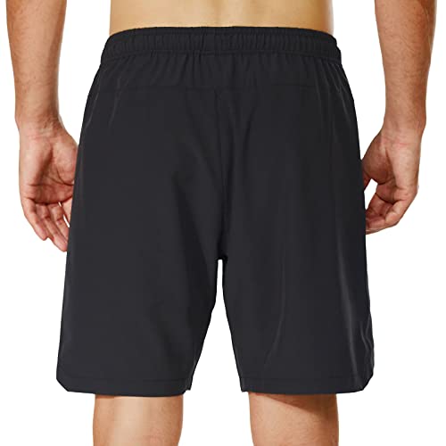 Gramval Men's Workout Shorts, Fitted Weightlifting Bodybuilding Moisture Wicking Shorts With Zipper Pocket Black #TOP1