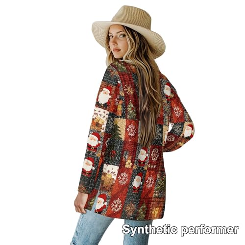 Image of Fall Maple Leaf Cardigan Sweaters for Women Long Sleeve Cardigan Soft Drape Open Front Dusters V-Neck Jackets Dressy