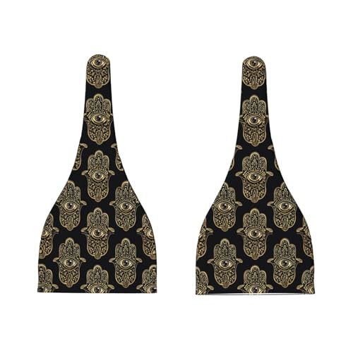 Newborn Baby Hat, Gold Hand with Eye Print Soft Top Knot Beanie Cap, Cute Baby Headwear for 0-6 Months3