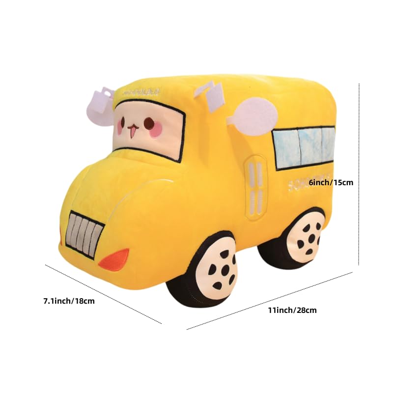 Image of Car Plush Toy Soft Stuffed Car Plush Pillow Toy CuteTractor Cartoon Throw Pillow Plushie Gifts for Kids Birthday Christmas Party (Bus)