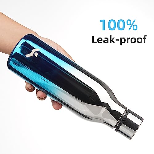Image of Konokyo Insulated Water Bottle with Strap,18 oz Double Wall Stainless Steel Vacuum Bottles Metal Water Flask,Blue Lagoon