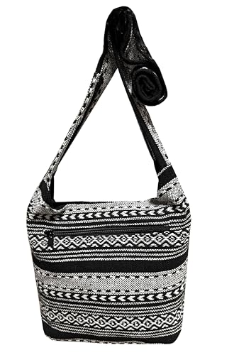 Image of Small Aztec Messenger Bag - Handmade Woven Hippie Hobo Shoulder Handbag - Ikat Tribal Sling Purse for Women
