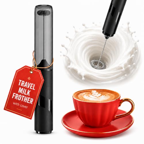 ALPSPEAKS Portable Milk Frother Handheld - Travel Coffee Frother Handheld - Coffee Mixer Wand - Coffee Stirrers Electric - Electric Whisk Frother For Protein Powder - Battery Operated Drink Mixer Wand