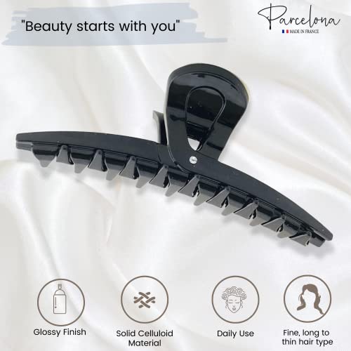 Pinza Parcelona French Pinch negra con muelle cubierta y diseño de garra de cristal para mujer miniatura 2