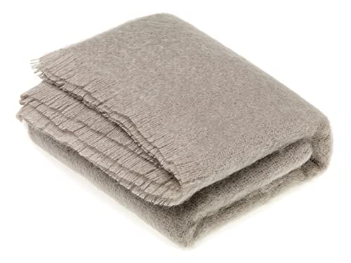 Moon Mohair Throw Blanket, Squirrel Grey, Made In Uk #TOP28