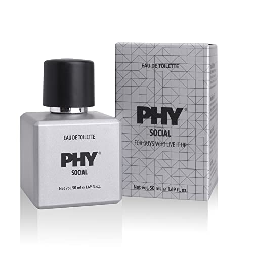 Phy Social Eau de Toilette (EDT) | Friday in a bottle | Freshness of Mint with citrusy Mandarin | Perfect for a party or evening out | Long lasting fragrance, Premium perfume for men, 50 ml