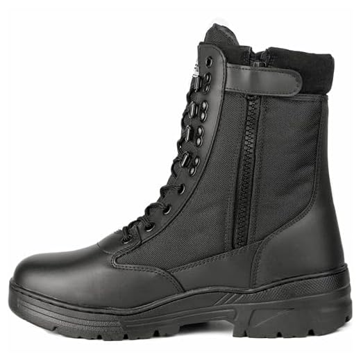 Savage Island Botas Piel Negras Combate con Cremallera Lateral