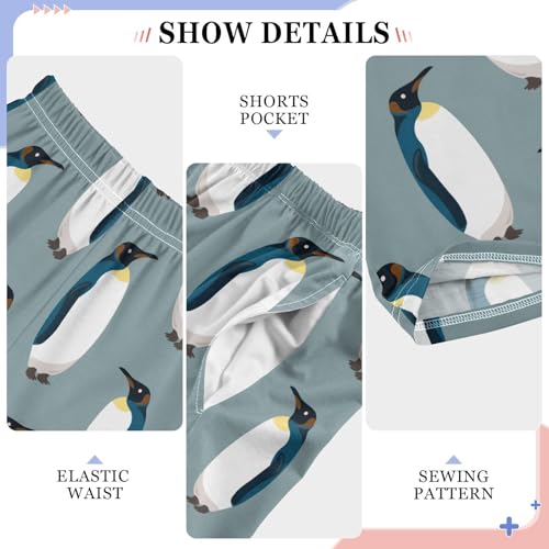 ZZXXB Lovely Penguin Pattern Boys Long Pants Soft Trousers Elastic Waist Kids Lounge Bottoms with Pockets S-XL4