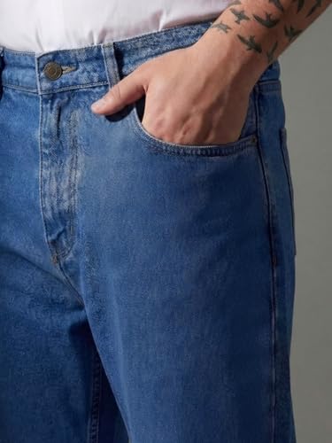 Image of Urbano Plus Men's Relaxed Fit Washed Denim Jeans Non-Stretchable