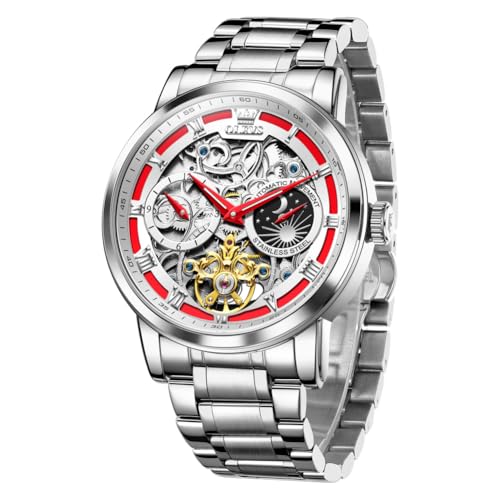 Image of OLEVS Automatic Women Watches Diamond Tourbillon Dress Wrist Watches Moon Phase Waterproof Luminous
