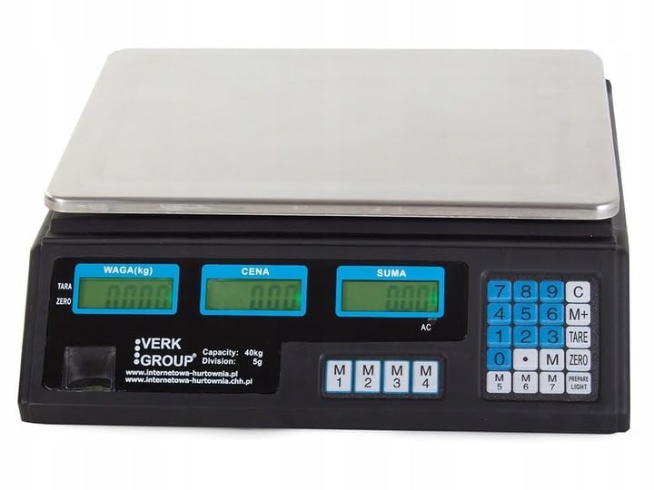 Girox - Elektronische Ladenwaage 40 kg - Preisrechner Waage LCD doppelte Anzeige für Kunde und Bediener - Akku und 230V Netzbetrieb - Tara Speicher 7 PLU - 33 x 23 cm Wiegefläche