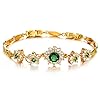 kredy Women Bracelets, 18K Gold Elegant Double Heart Link Bangles Bracelets for Women Girls (Flower Style)