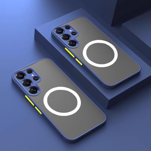 Funda magnética mate para S23 azul ideal para viajes y soportes de coche