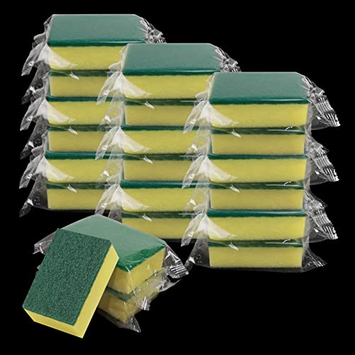 Image of Individually Wrapped Sponges,600 Pack Sponges Individually Wrapped for Kitchen Scrub Dish Dishes Dishwashing Cleaning Non Scratch Scrubber Bulk Case - Small Mini