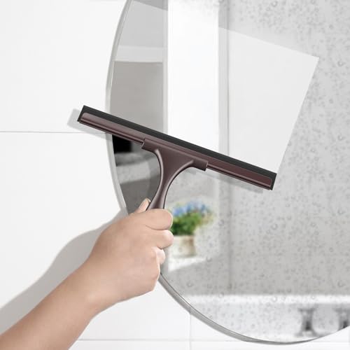 Image of SetSail Shower Squeegee for Glass Doors All-Purpose Squeegee for Shower Glass Door Stainless Steel Window Squeegee with Hook for Car Windshield 12 Inches, Bronze