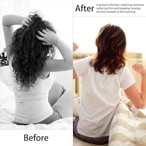 Image of Brown Satin Hair Bonnet for Women & Girls - Silk Sleep Cap for Curly Hair with 3 Free Scrunchies | Night Hair Protection Cap | Soft Elastic Sleepwear Beanie
