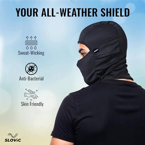 Image of SLOVIC Balaclava Mask for Men Face Cover | Dust & UV Protection Face Mask for Bikers | Lightweight & Breathable Head Gear | Bike Accessories Black