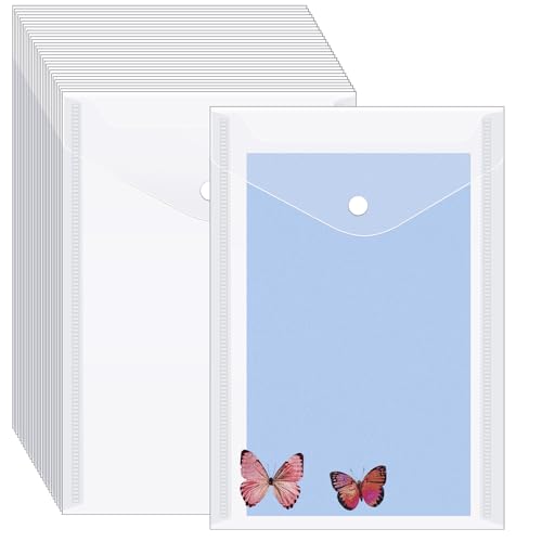 60 Pack Stamp and Die Storage Pockets Reusable Clear Plastic Envelopes Large Clear Die and Stamp Storage Bag Sticker Organizer Receipt Holder for DIY Scrapbooking Paper Card Craft (7.08 x 9.44)