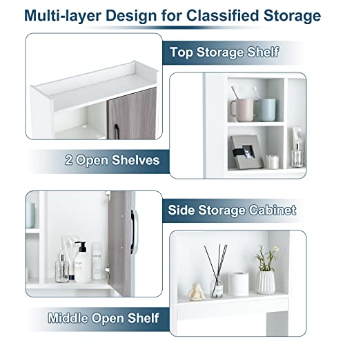 Giantex Over-The-Toilet Space-Saving Storage Cabinet - 4-Tier Freestanding Bathroom Organizer With Open Shelves & Door, Toilet Storage Rack For Bathroom, Laundry, Balcony, White #TOP4