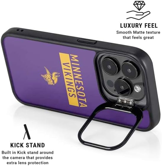 Skinit Kickstand Phone Case Compatible with iPhone 16 Pro Max - Officially Licensed NFL Minnesota Vikings Purple Performance Series Design