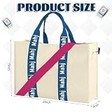 Locmeo Empty Mahjong Bag for Tiles 22x15x6 Inches Thickened Canvas Mahjong Carrying Tote Bag with Lining and Thicker Handle for Enthusiasts Women or Men Party Supplies, Case Only(White and Navy)