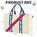 Locmeo Empty Mahjong Bag for Tiles 22x15x6 Inches Thickened Canvas Mahjong Carrying Tote Bag with Lining and Thicker Handle for Enthusiasts Women or Men Party Supplies, Case Only(White and Navy)