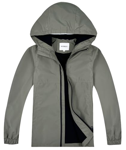Image of Boys Girls Rain Jackets Waterproof Hooded Fleece Raincoats Lightweight Windbreakers for Kids