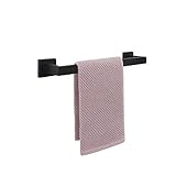 NearMoon Towel Bar, Bath Accessories Premium Thicken Stainless Steel Square Shower Towel Rack for Bathroom, Towel Holder Wall Mounted (1 Pack, Matte Black, 12 Inch)